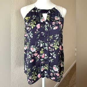 Collective Concepts Navy Floral Sleeveless Blouse XSP